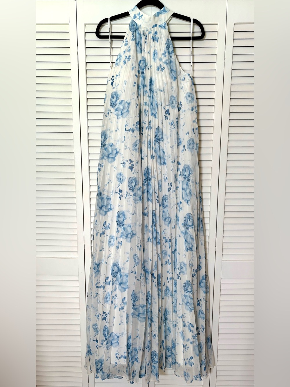 New AW Bridal Louise  Blue Botanical Floral Pleated Gown 6 - Picture 5 of 9